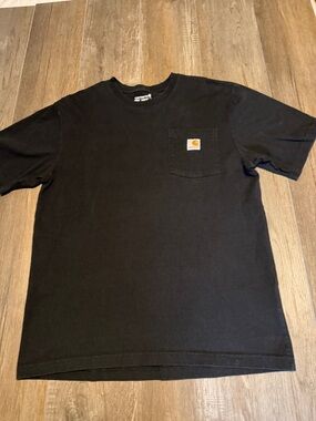 Carhartt Loose Fit Black Short-Sleeve Pocket Tee with Logo Patch